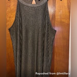 Torrid Metallic Gold with Black Ribbed sleeveless top (size 2)